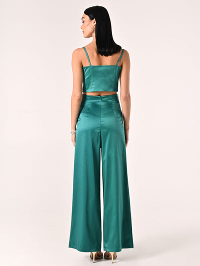 Pantaloni in Raso strutturato Verde Reale