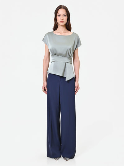 Blusa verde salvia effetto baschina