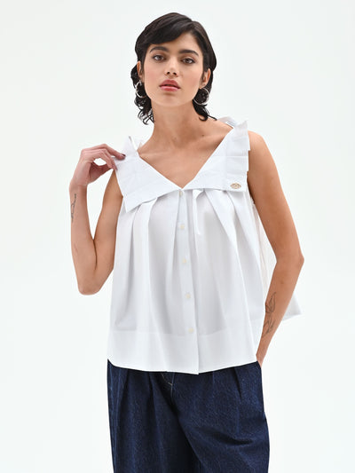 Blusa bianca in popeline