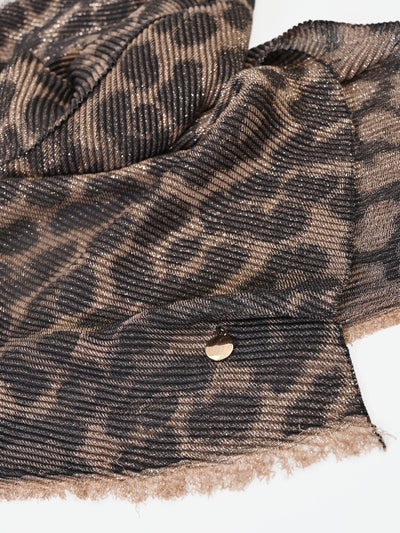 Sciarpa nera stampa animalier