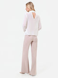 Pantalone a palazzo tortora beige a vita alta
