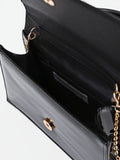 Borsa a mano nera effetto vernice lucida