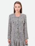 Giacca cropped grigia effetto bouclé