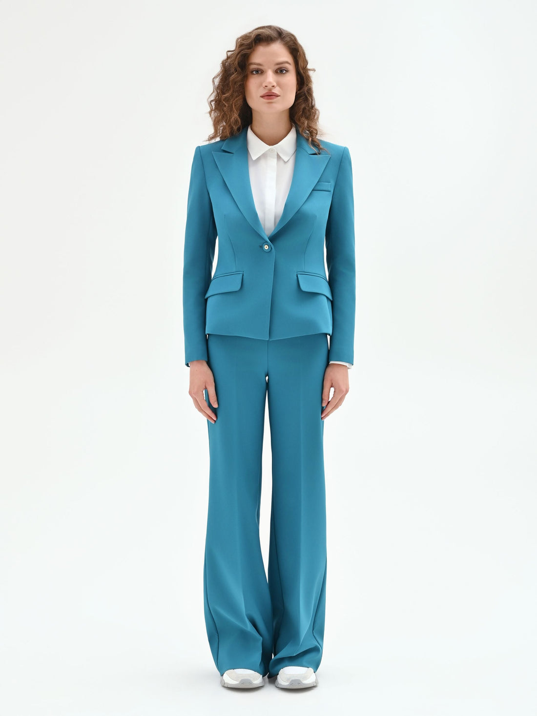 Giacca monobottone in blu ottanio
