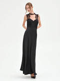 Abito lungo nero bustier in pizzo