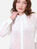 Camicia panna bianco in georgette con ruches