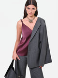 Top in raso bordeaux rosso con doppie spalline Giorgia Palmas X Rinascimento