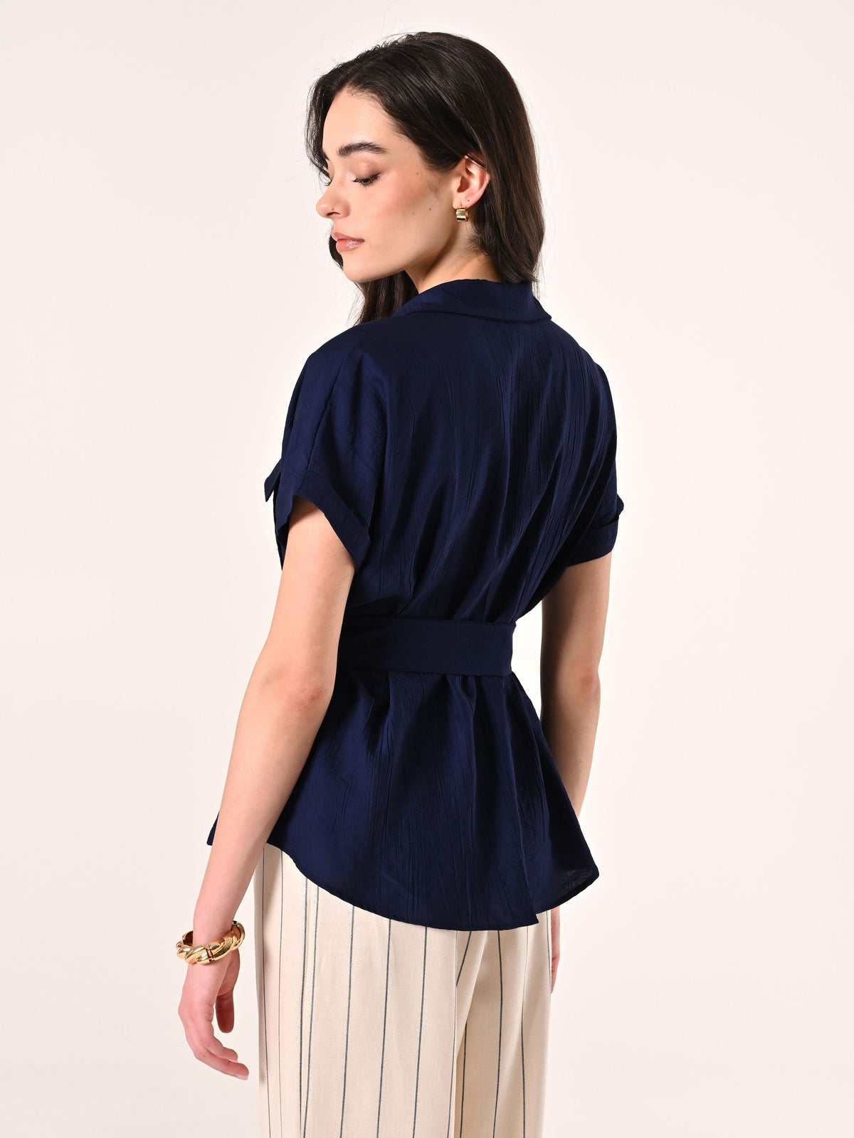 Camicia Blu effetto Goffrato