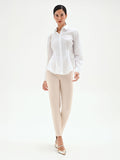 Pantalone skinny beige chiaro in tessuto tecnico