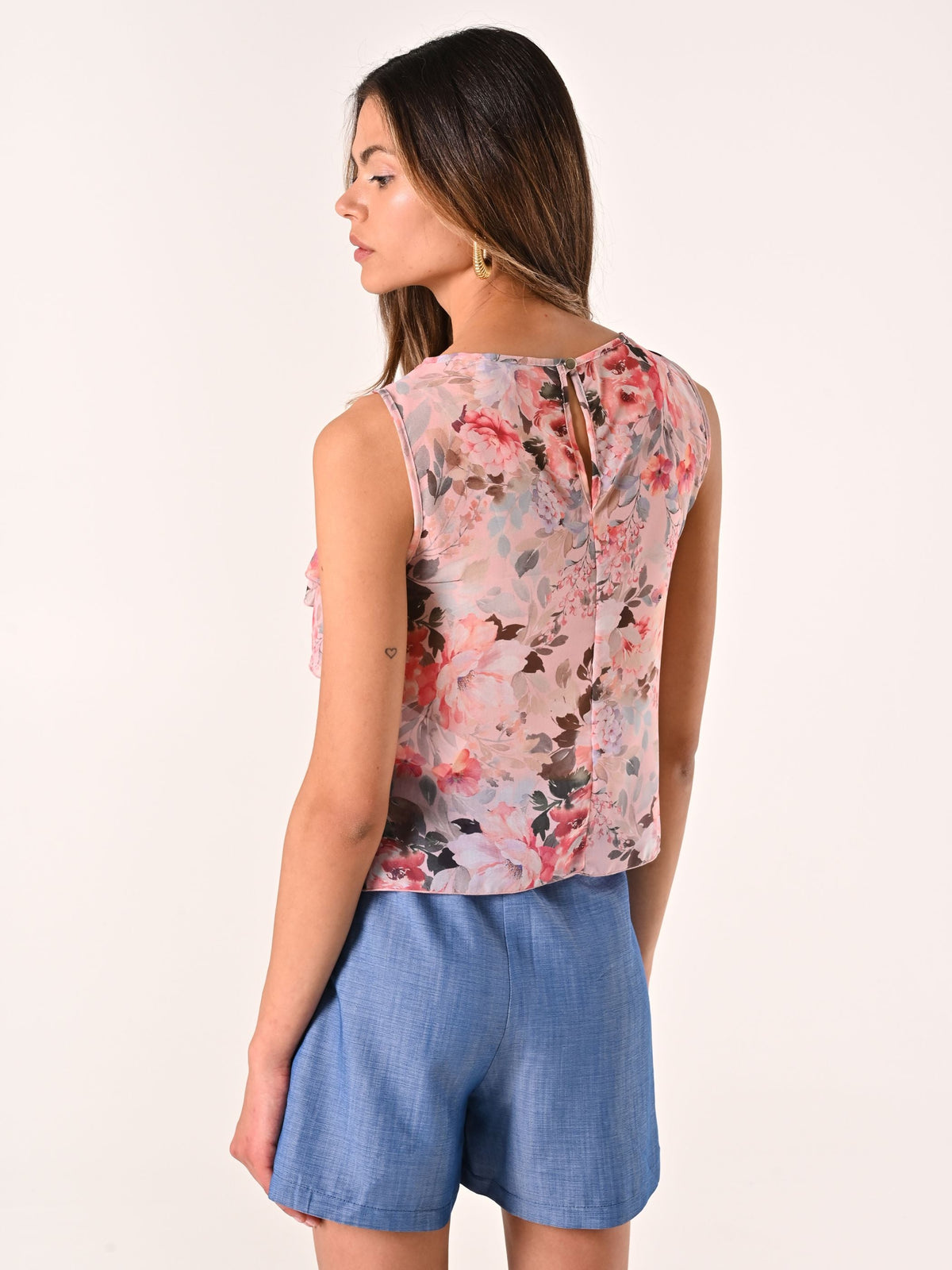 Top con Rouches stampa Floreale