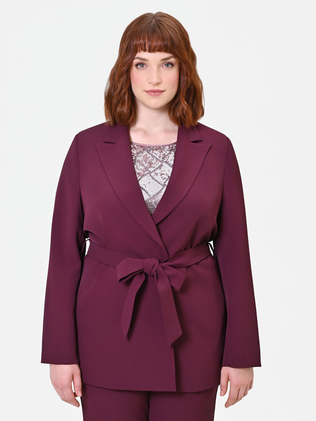 Giacca Curvy a vestaglia in cadi bordeaux rosso