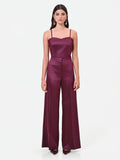 Pantalone a palazzo in raso bordeaux rosso Giorgia Palmas X Rinascimento
