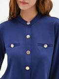Cardigan blu morbido con bottoni dorati