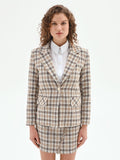 Blazer in tweed check color cioccolato