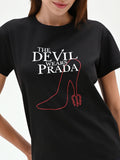 T-shirt nera 'The Devil Wears Prada' in cotone