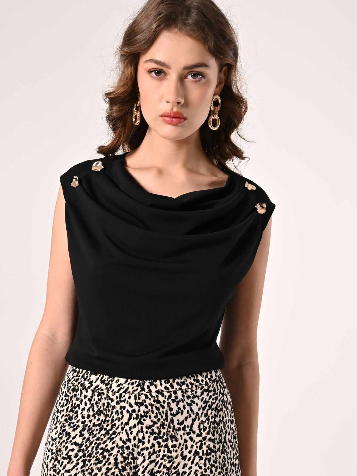Top Drappeggiato in Tessuto Fluido