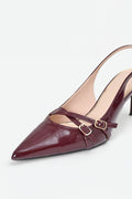 Décolleté slingback bordeaux con cinturini incrociati