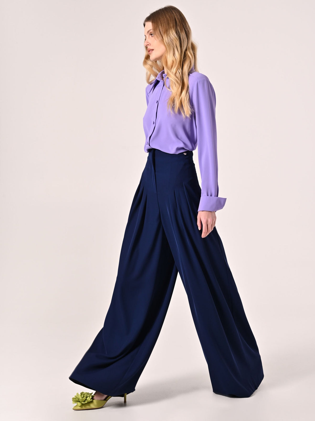 Pantaloni Palazzo Blu Navy