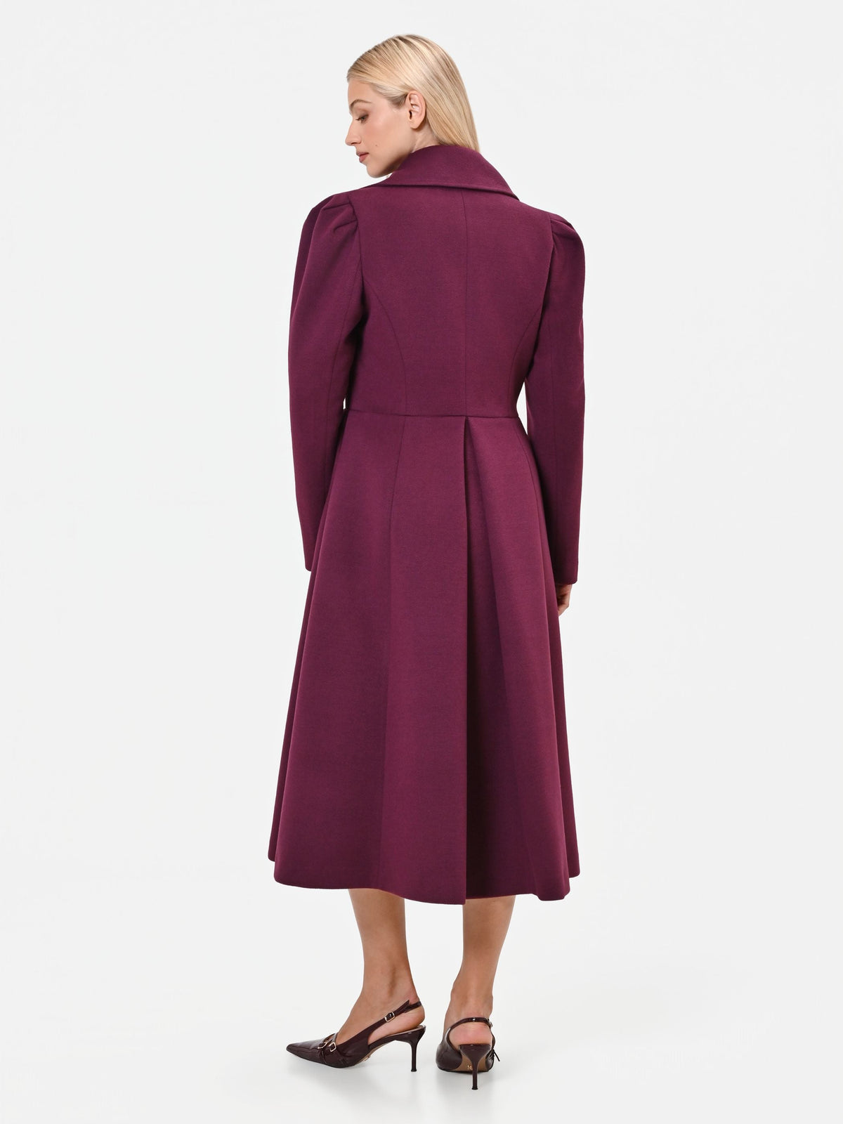 Cappotto svasato doppiopetto bordeaux rosso