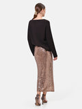 Gonna longuette in paillettes con drappeggio