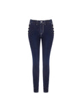 Jeans Skinny Blu con Bottoni