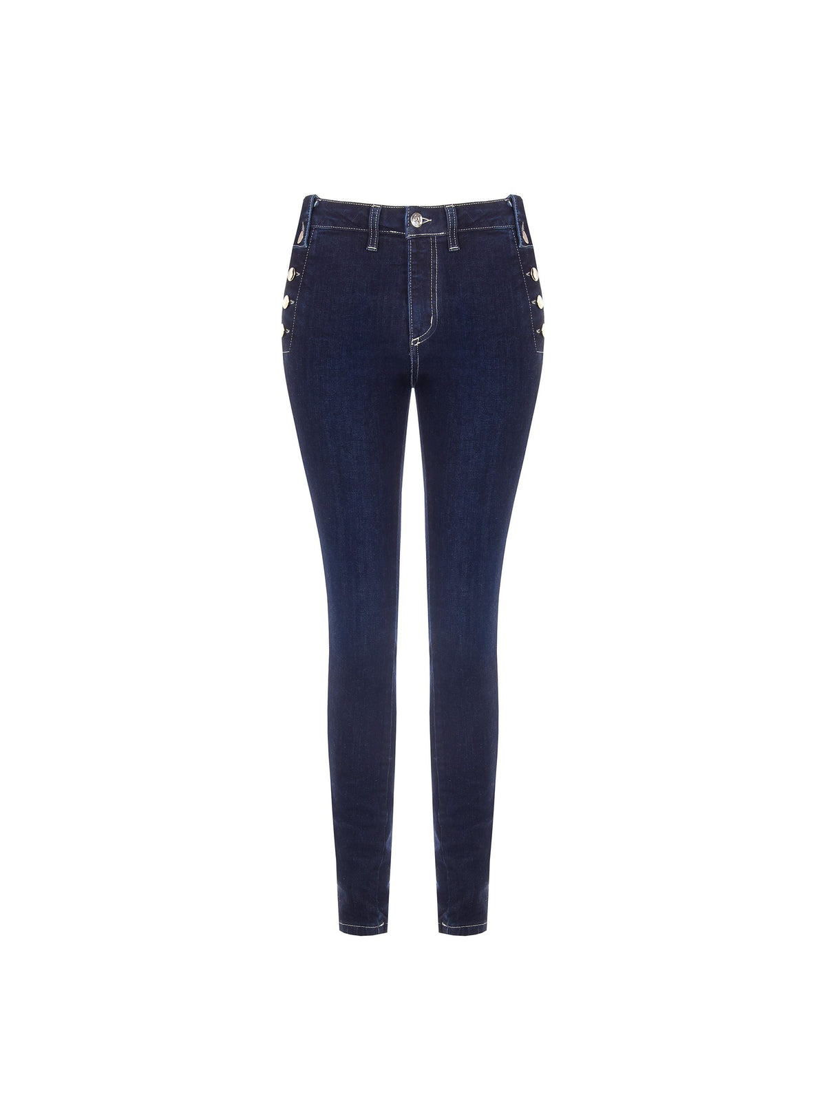 Jeans Skinny Blu con Bottoni