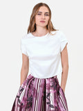 Blusa panna con maniche a risvolto