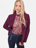 Blusa in tulle aderente rosso bordeaux con stampa animalier