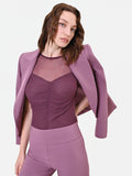 Blusa bordeaux con carré in tulle