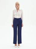 Pantalone Studio con pinces e vita alta in cadi blu indaco