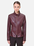 Giacca in similpelle bordeaux rosso con baschina