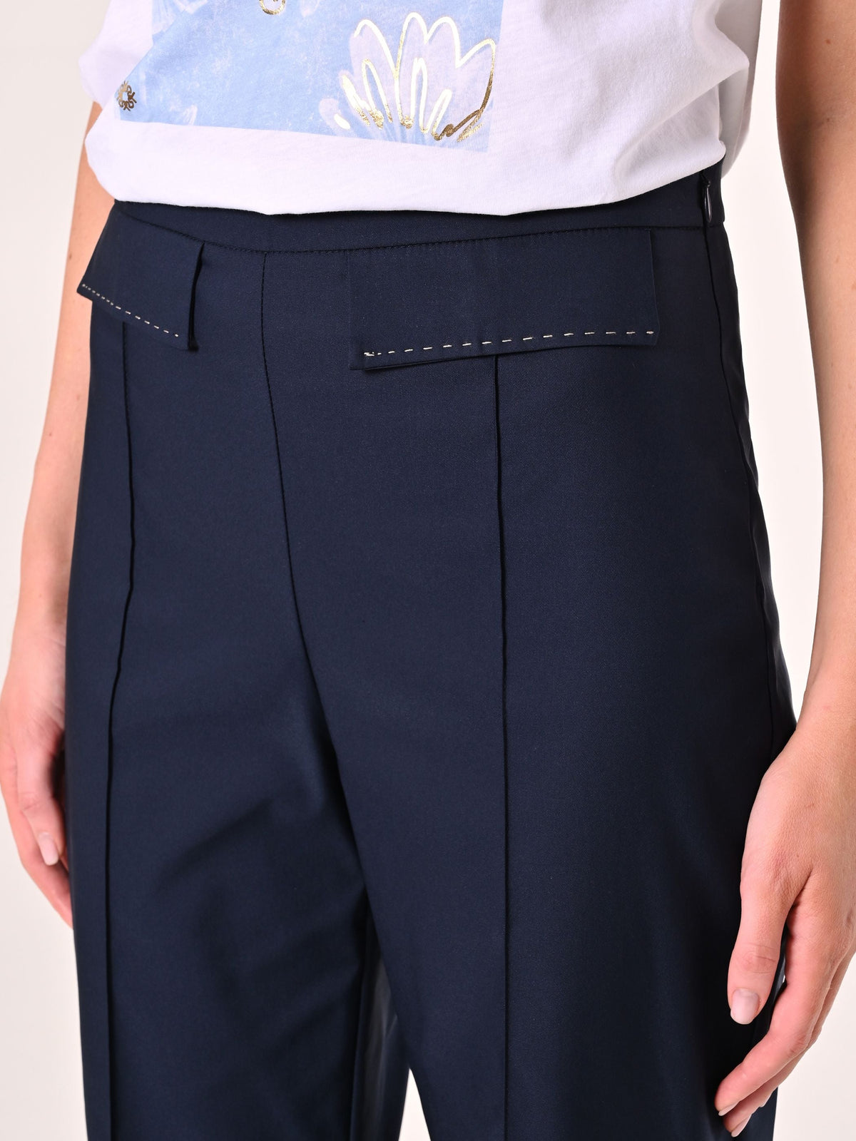 Pantaloni Blu in Cotone con Patte