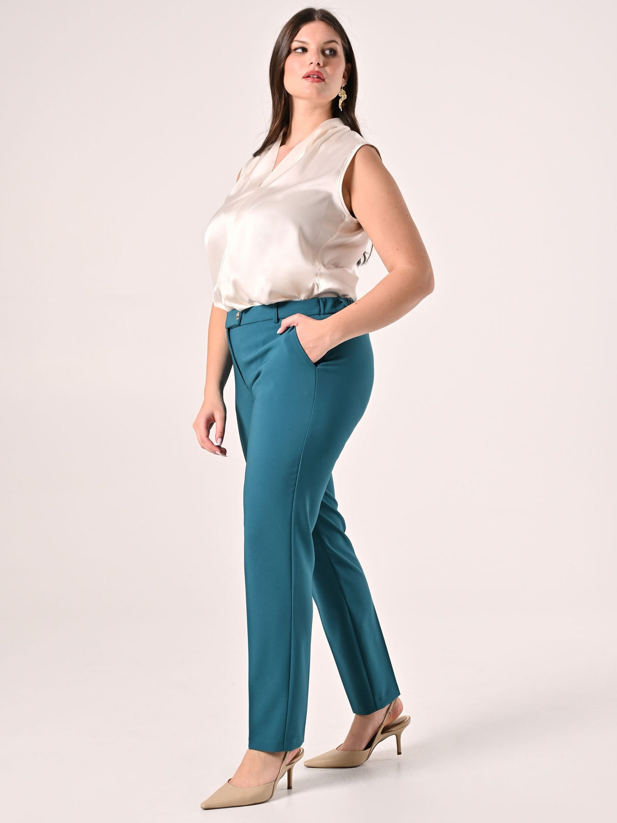 Pantaloni Curvy Verde Reale