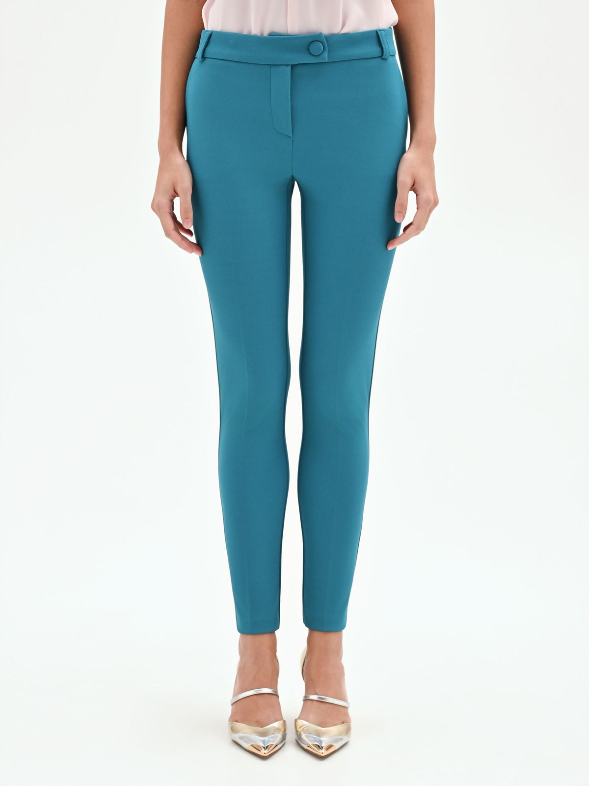 Pantalone slim blu ottanio