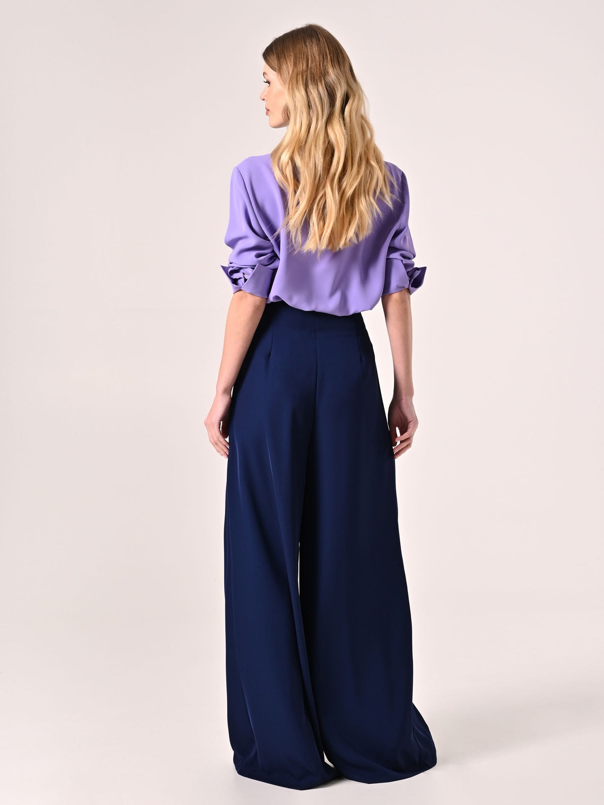Pantaloni Palazzo Blu Navy