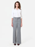 Pantalone grigio a gamba ampia con fantasia check