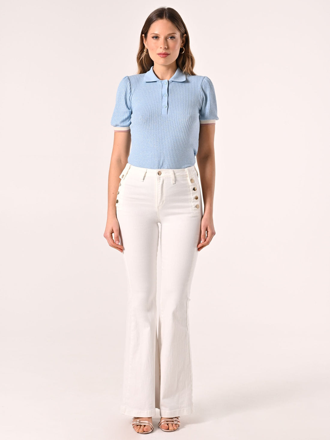 Polo in Maglia Lurex Azzurra