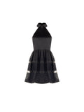 Abito corto nero in organza e tulle