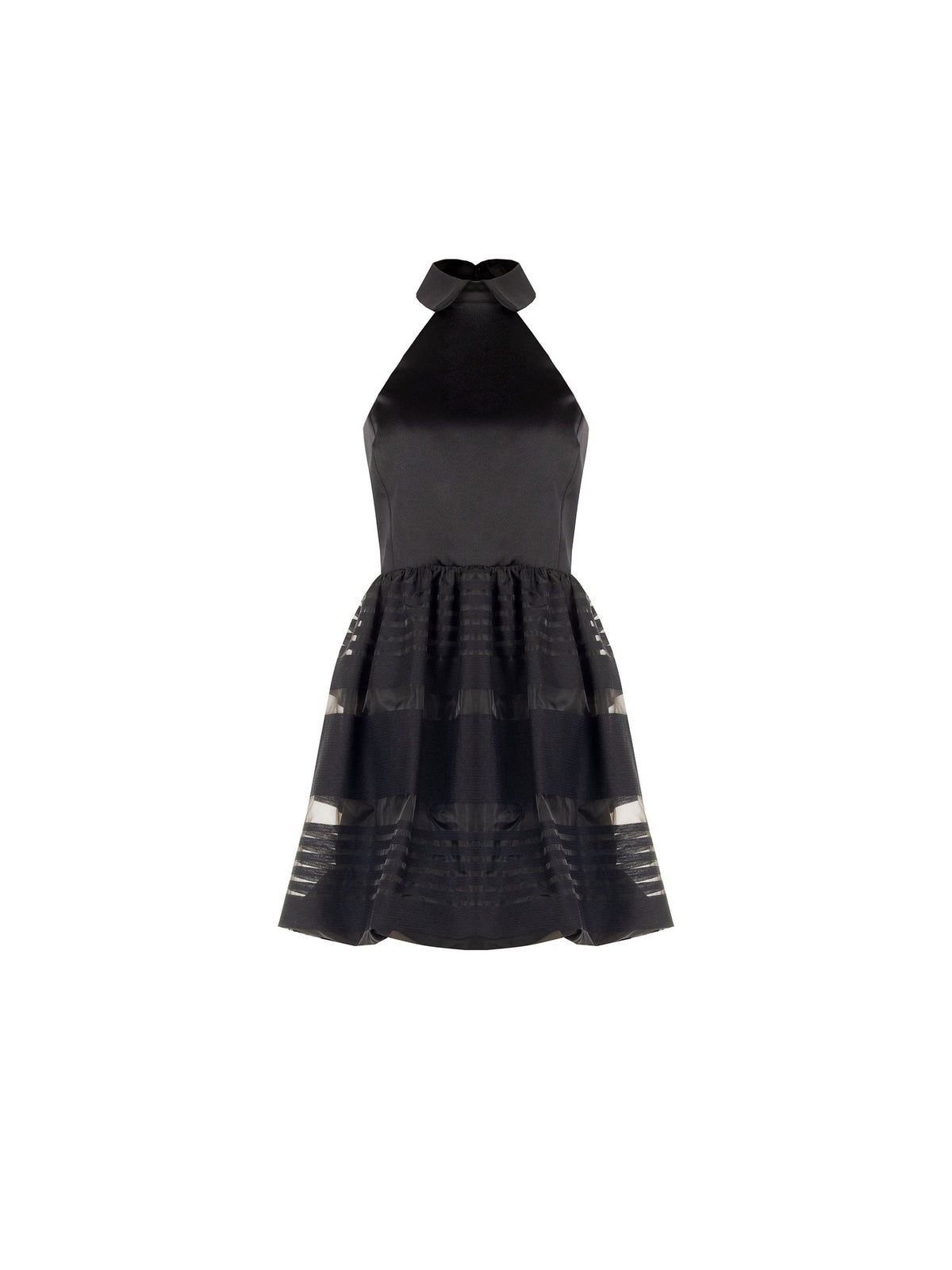 Abito corto nero in organza e tulle