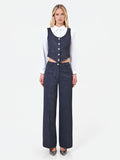 Pantalone blu navy in punto milano effetto denim