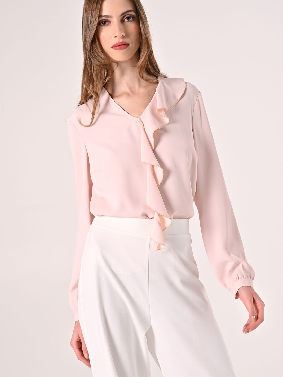 Blusa Rouche Rosa Chiaro