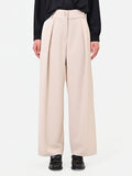 Pantalone palazzo tortora beige con pinces frontali