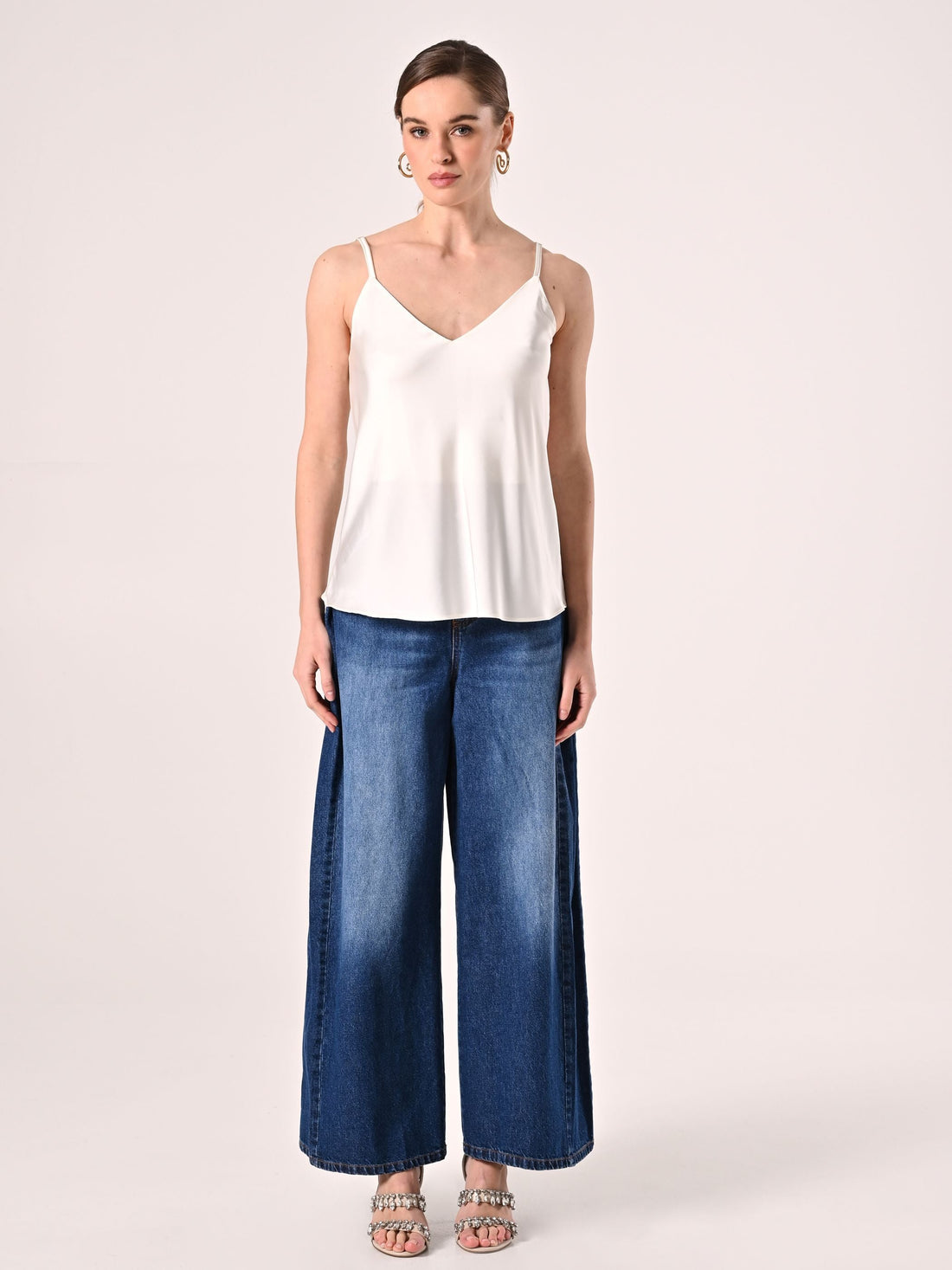 Top Spalline Sottili Bianco