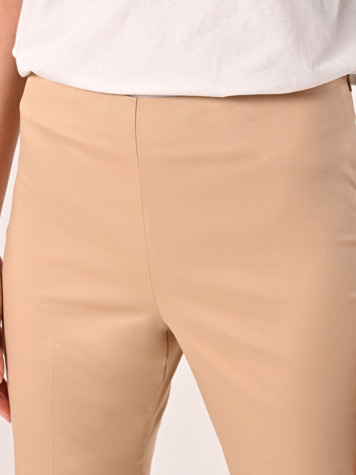 Pantaloni Skinny in Cotone Beige Scuro