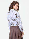 Camicia cropped a righe e fiori