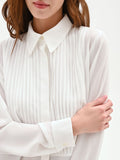 Camicia panna bianco con plastron plissé