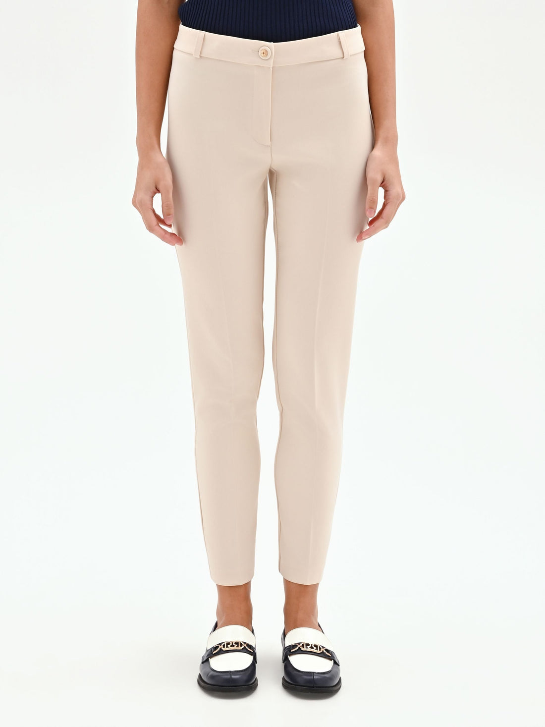 Pantalone skinny beige chiaro in tessuto tecnico