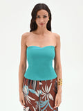 Top a bustier turchese azzurro con scollo a cuore