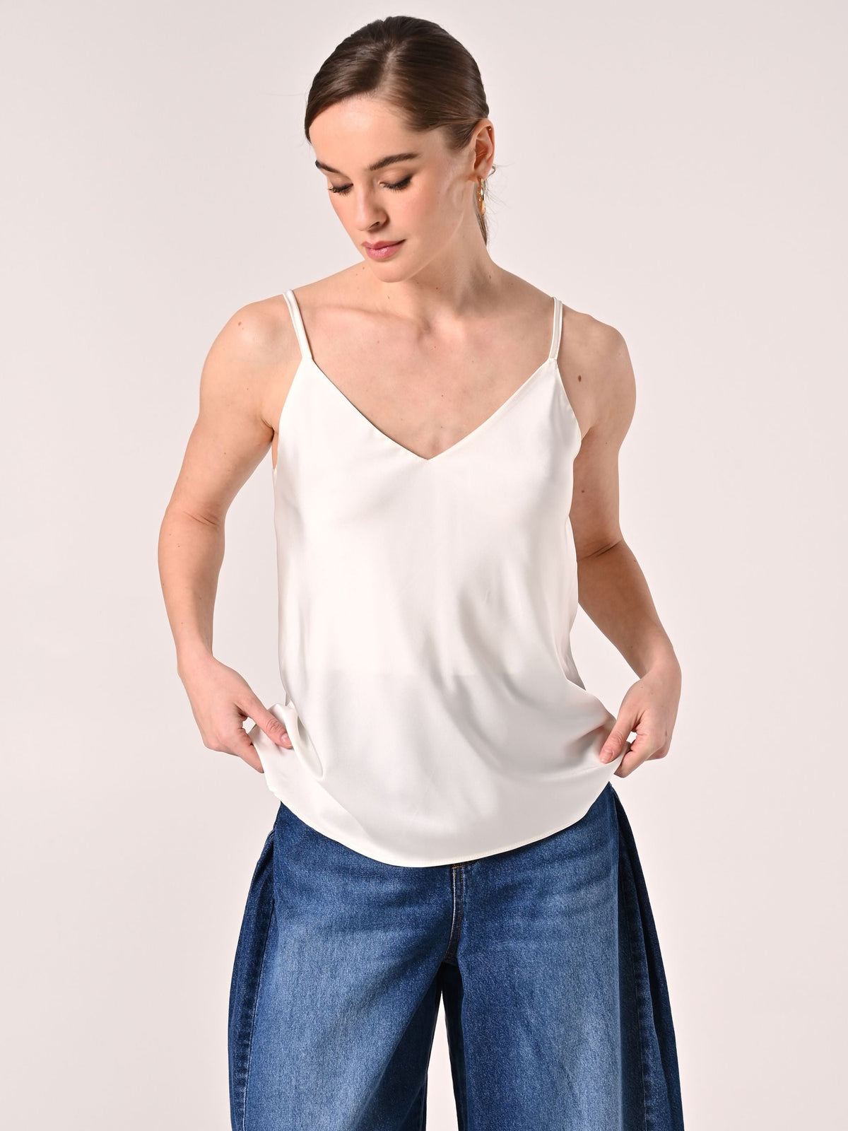 Top Spalline Sottili Bianco
