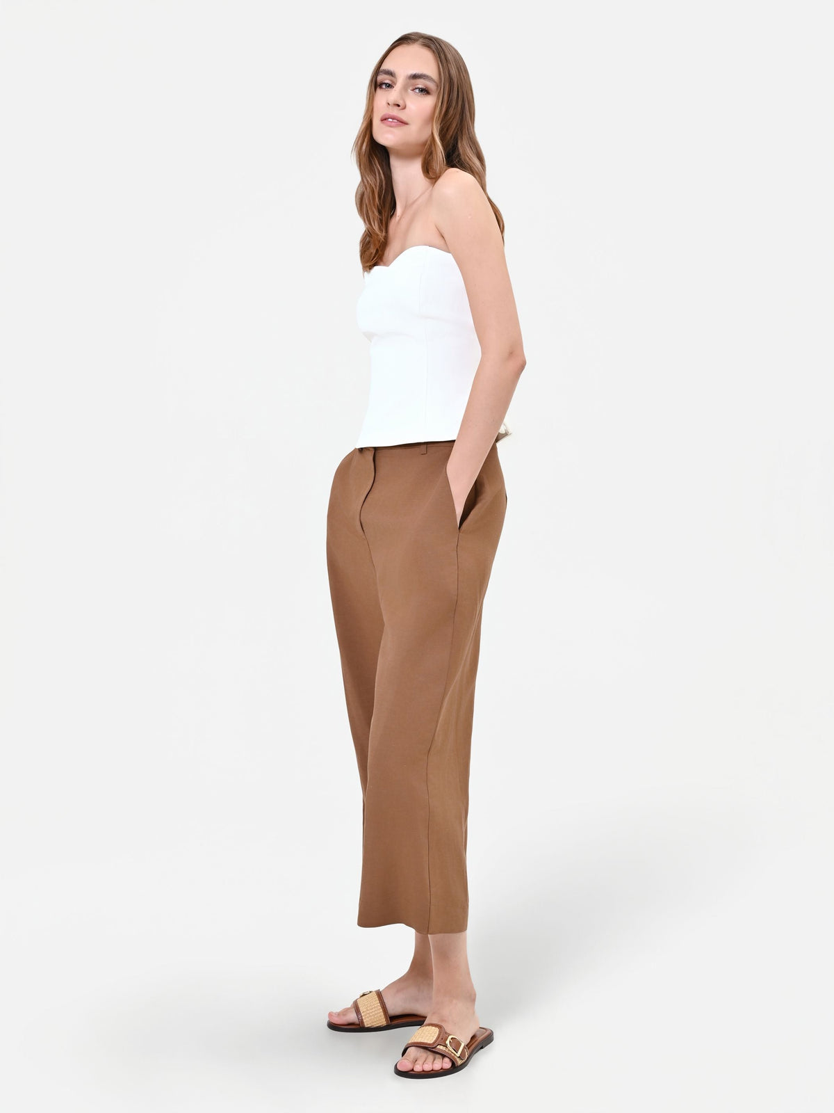 Pantaloni in Viscosa Marrone